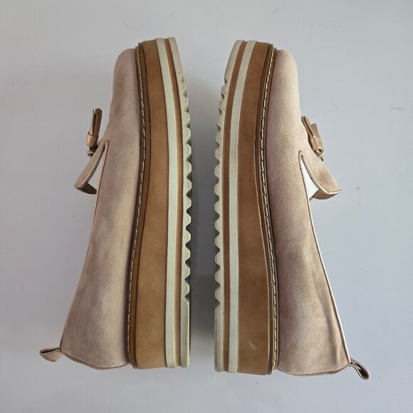 Michele Lopriore "The Cassidy" Tan Suede Platform Tassel Loafer, Size 37, US 7 - Picture 6 of 12